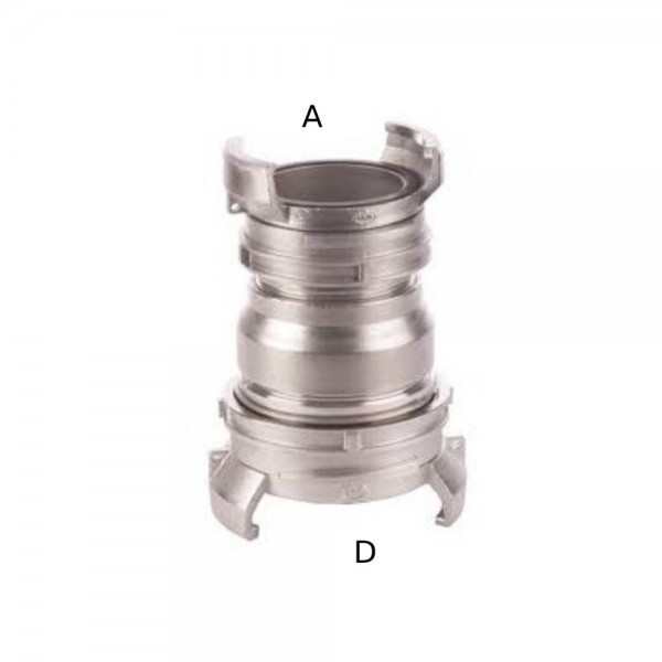 Guillemin reducers. Mainly used for tanker trucks, silos in industry and agriculture (mainly in BeNeLux). Couplings made of stainless steel, aluminum or polypropylene.